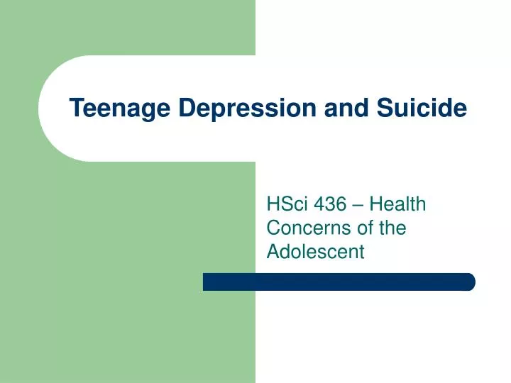teenage depression and suicide