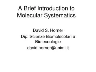 a brief introduction to molecular systematics