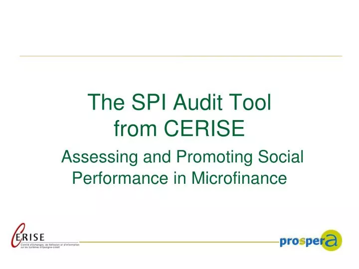 the spi audit tool from cerise assessing and promoting social performance in microfinance