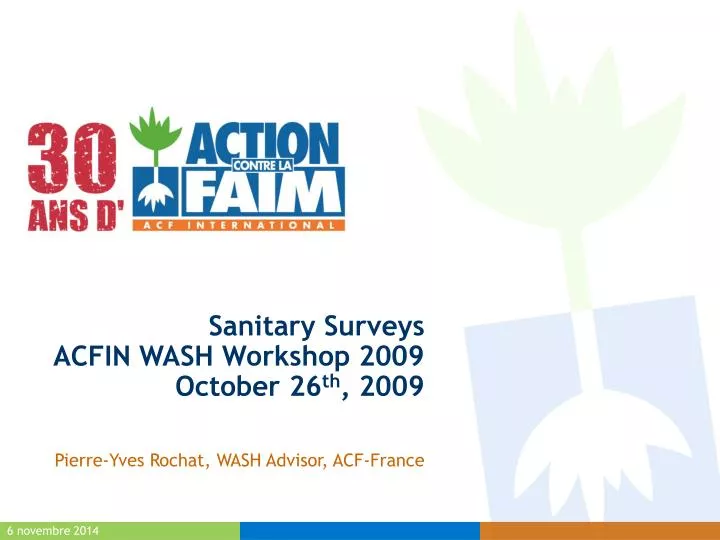 sanitary surveys acfin wash workshop 2009 october 26 th 2009