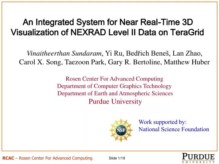 an integrated system for near real time 3d visualization of nexrad level ii data on teragrid