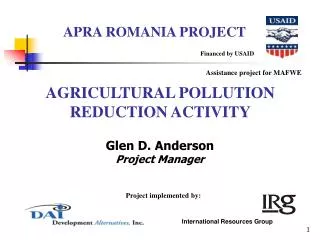 AGRICULTURAL POLLUTION REDUCTION ACTIVITY