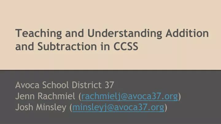teaching and understanding addition and subtraction in ccss