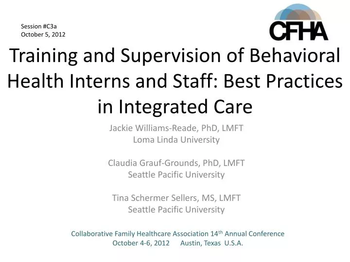 training and supervision of behavioral health interns and staff best practices in integrated care