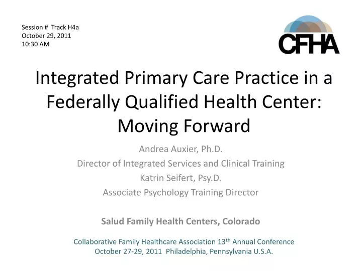 integrated primary care practice in a federally qualified health center moving forward