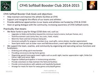 CFHS Softball Booster Club 2014-2015