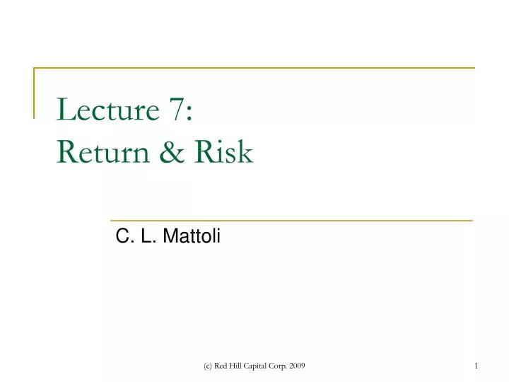 lecture 7 return risk