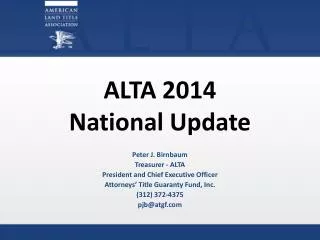 ALTA 2014 National Update