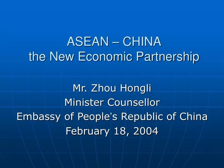 asean china the new economic partnership