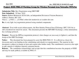 Project: IEEE P802.15 Working Group for Wireless Personal Area Networks (WPANs) ?