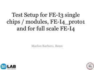 Test Setup for FE-I3 single chips / modules, FE-I4_proto1 and for full scale FE-I4