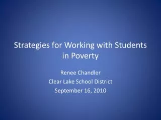 Strategies for Working with Students in Poverty