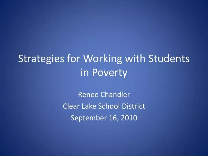 strategies for working with students in poverty
