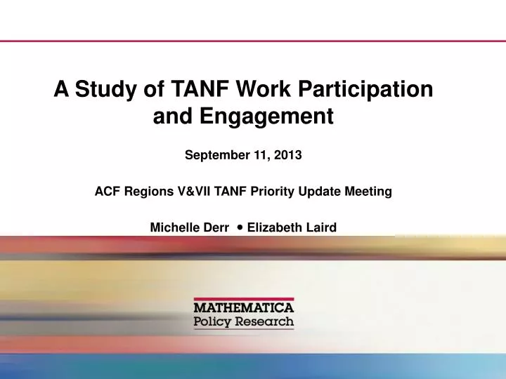 a study of tanf work participation and engagement