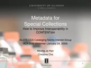 Metadata for Special Collections