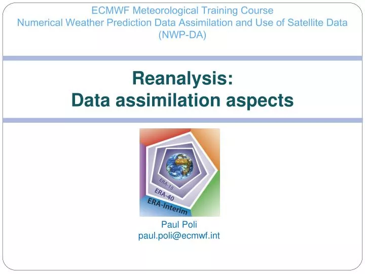 reanalysis data assimilation aspects