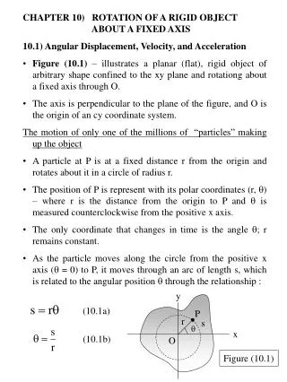 CHAPTER 10) ROTATION OF A RIGID OBJECT 		 ABOUT A FIXED AXIS