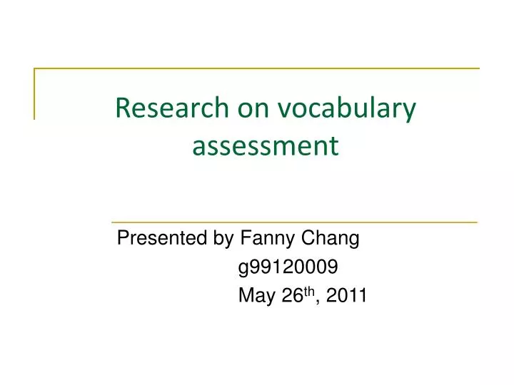 research on vocabulary assessment