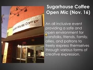 Sugarhouse Coffee Open Mic (Nov. 16)