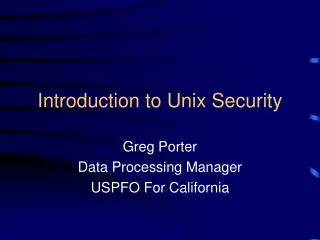 Introduction to Unix Security
