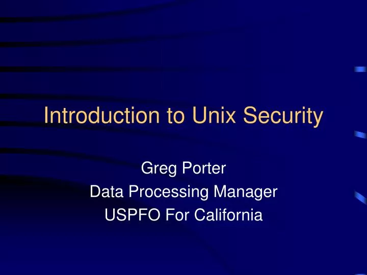 introduction to unix security