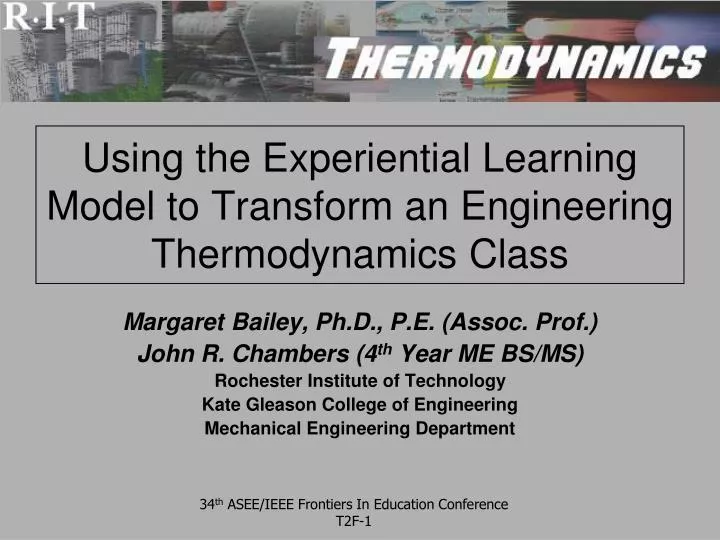 using the experiential learning model to transform an engineering thermodynamics class