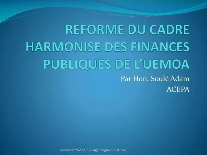 reforme du cadre harmonise des finances publiques de l uemoa