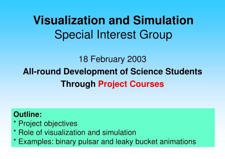 visualization and simulation special interest group