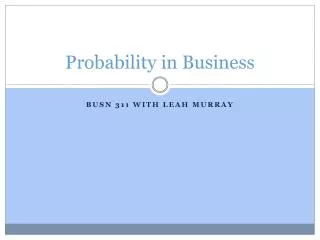 Probability in Business