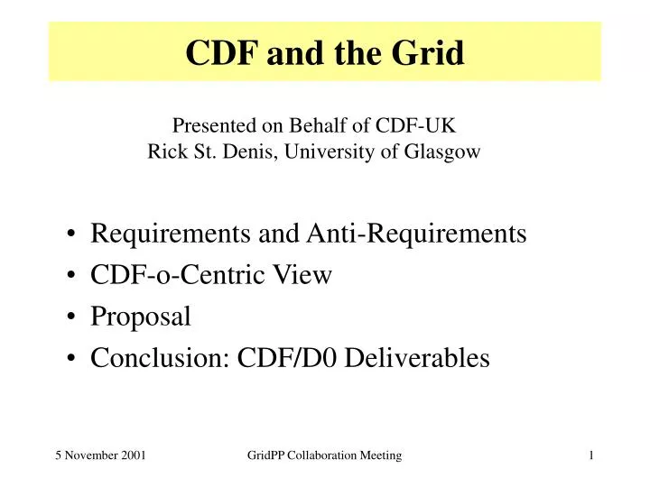 cdf and the grid