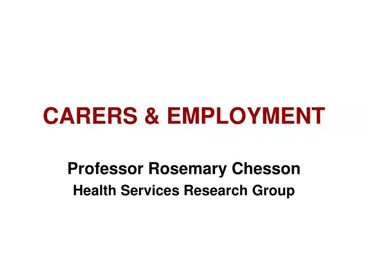 carers employment