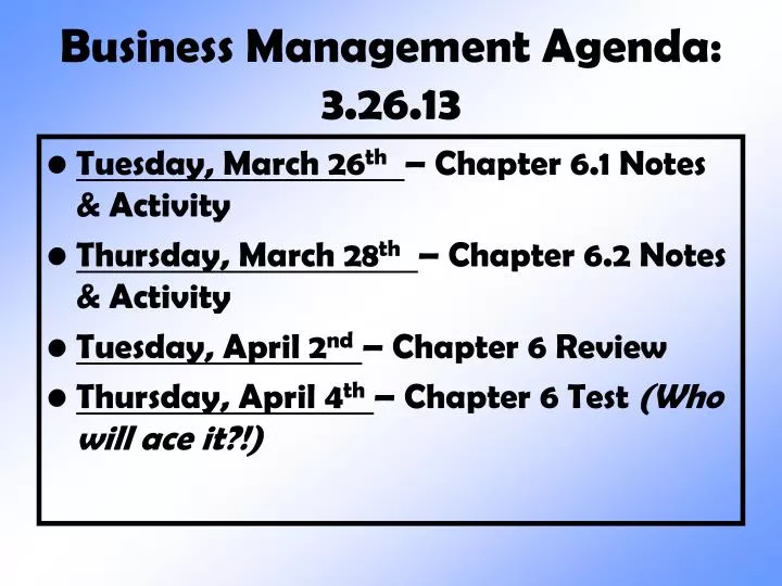 business management agenda 3 26 13
