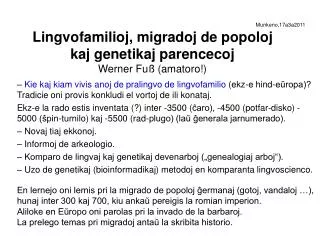 lingvofamilioj migradoj de popoloj kaj genetikaj parencecoj werner fu amatoro