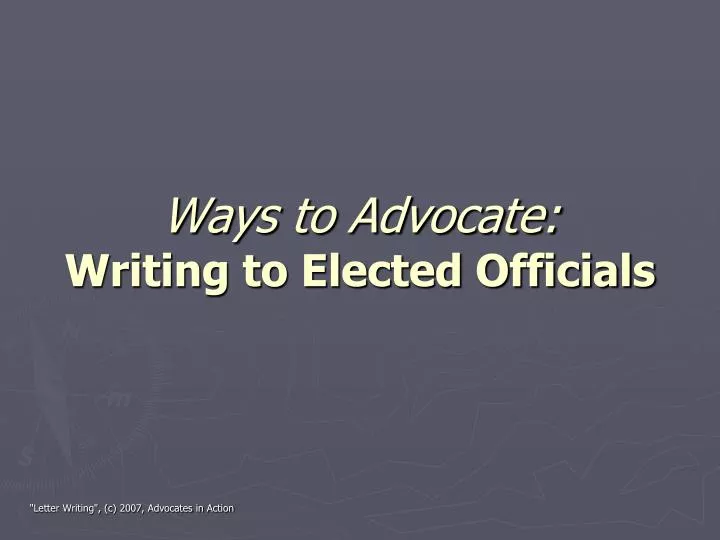 ways to advocate writing to elected officials