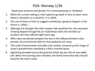 FOA- Monday 1/28