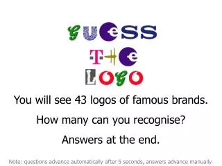 You will see 43 logos of famous brands. How many can you recognise? Answers at the end.