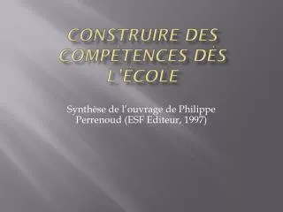 construire des comp tences d s l cole