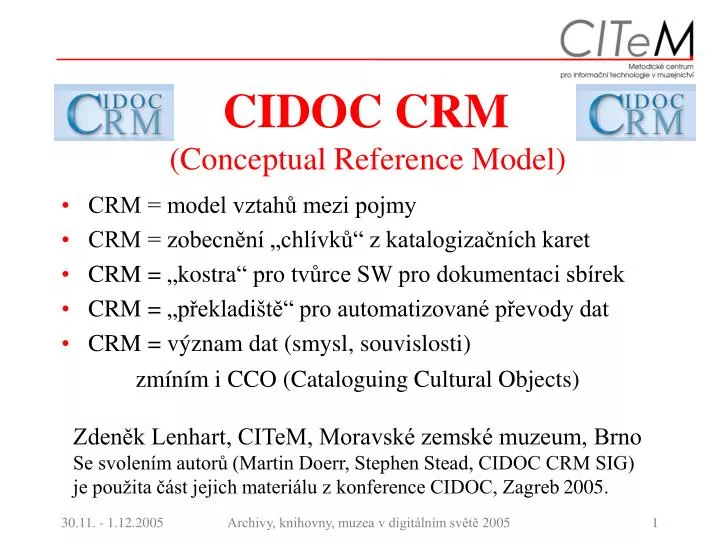 cidoc crm conceptual reference model