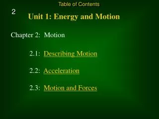 Chapter 2: Motion