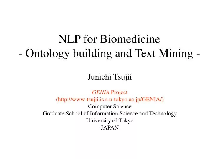 nlp for biomedicine ontology building and text mining