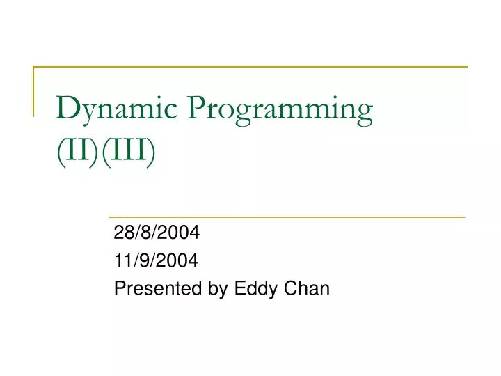 dynamic programming ii iii