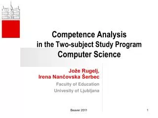 Competence Analysis in the Two-subject Study Program Computer Science