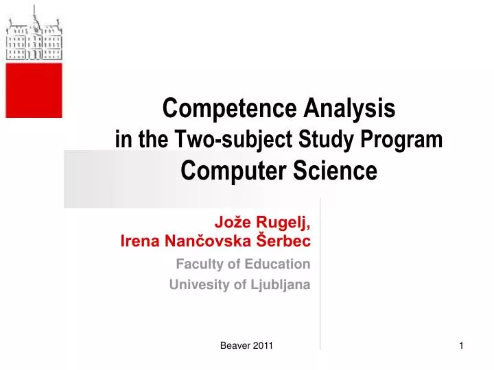 competence analysis in the two subject study program computer science
