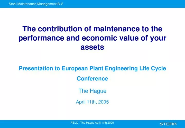 the contribution of maintenance to the performance and economic value of your assets