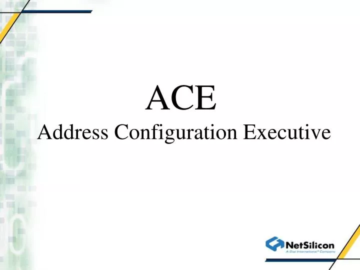 ace address configuration executive
