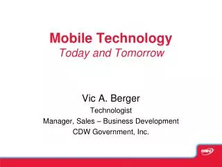 Mobile Technology Today and Tomorrow