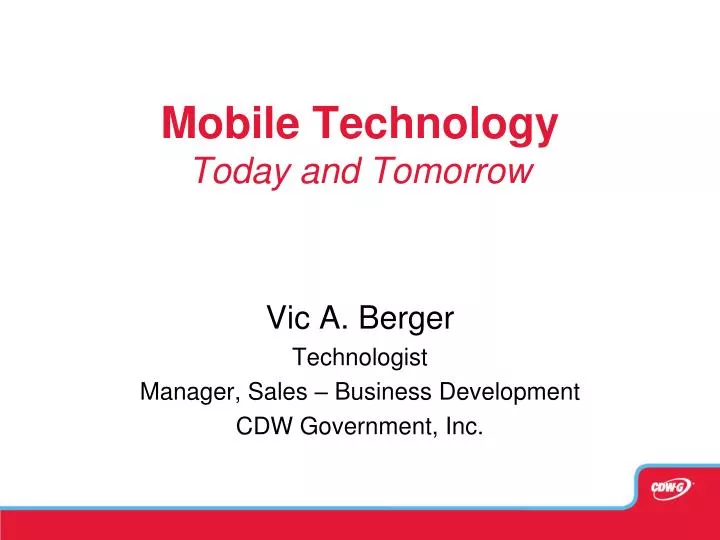 mobile technology today and tomorrow