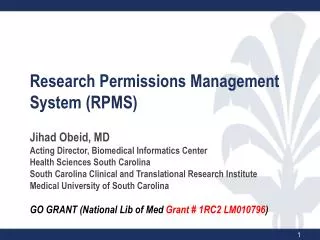 Research Permissions Management System (RPMS )