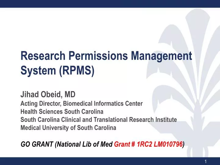 research permissions management system rpms