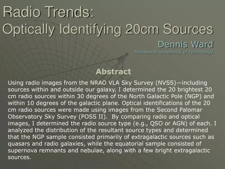 radio trends optically identifying 20cm sources